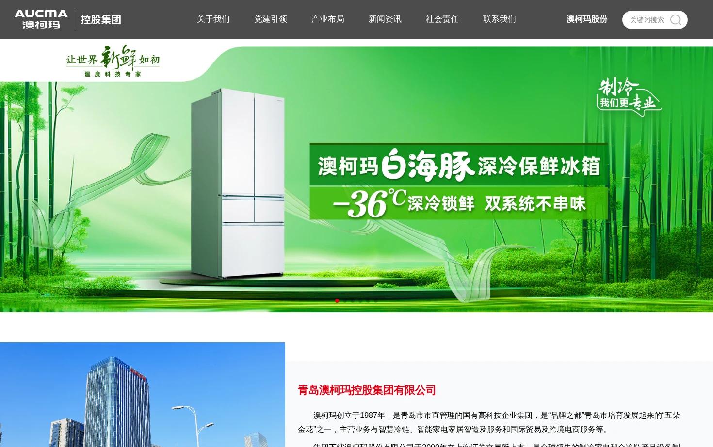 青岛澳柯玛控股集团有限公司 页面快照